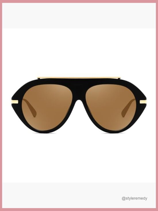 Metal Frame Aviator Sunglasses UV400 Protection Oversized Retro main image 2